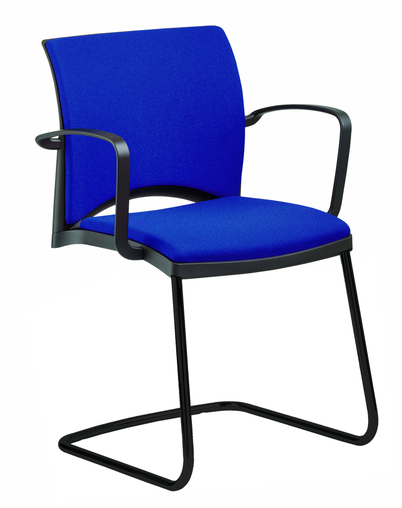 Besucher-Freischwingersessel, Rückenlehne 395mm, Gestell schwarz, Serie linea