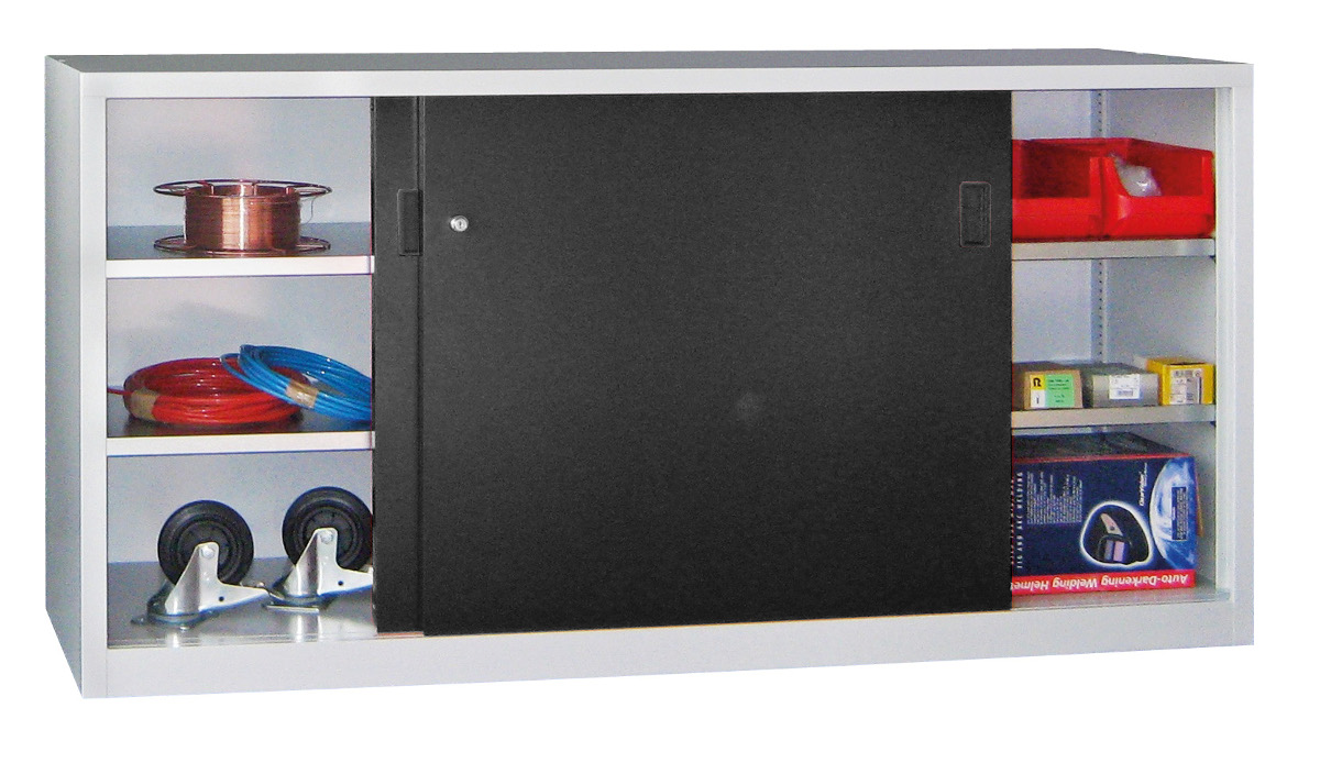 Stahl-Schiebetürenschrank 4 Böden