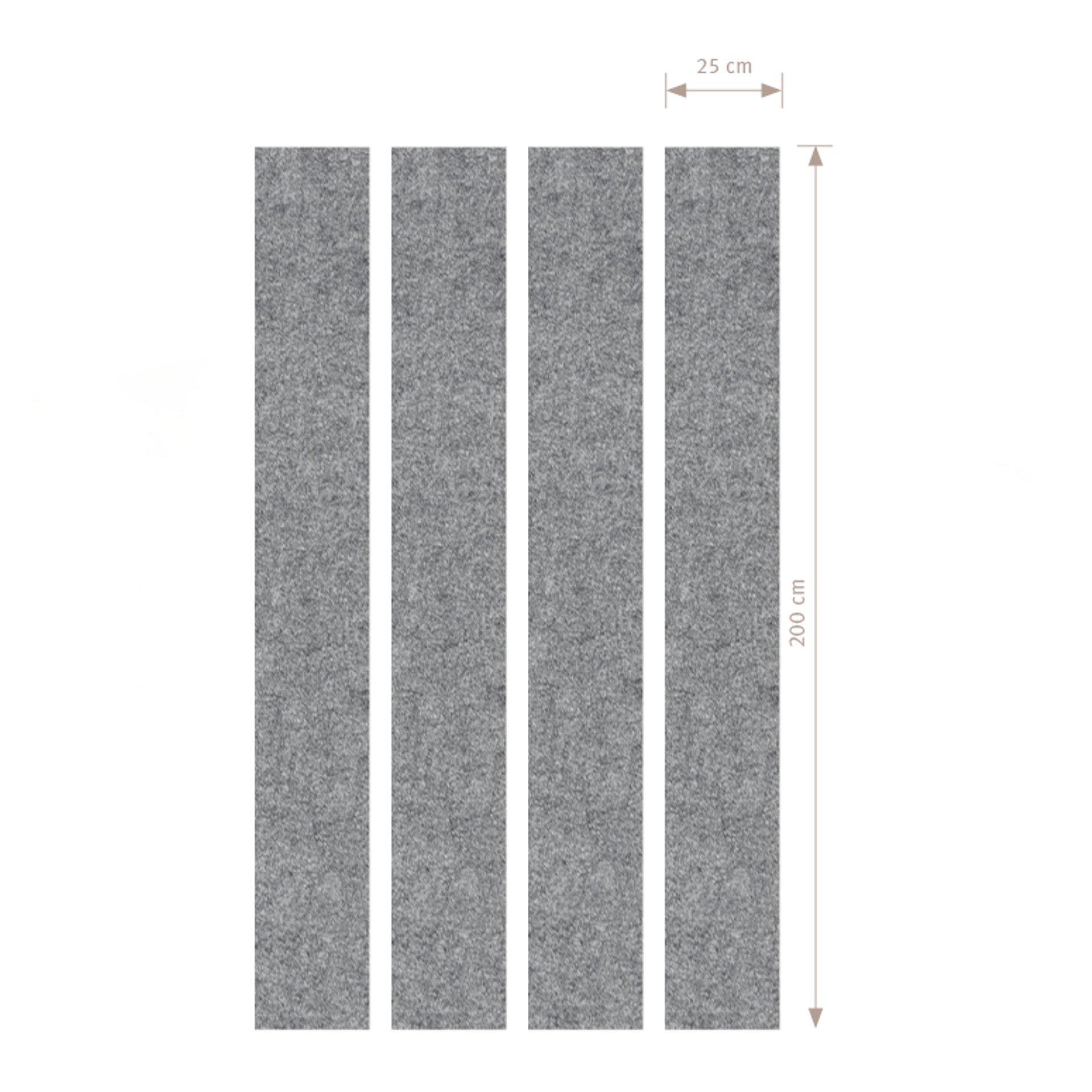 212-0637-00 HAMMERBACHER VAWP200/5 - Akustik-Wandelement m. Magnetstreifen, grau-meliert, Ausfrg. 1, 250x25x2000mm, VE = 4 Panele, 7,8 kg
