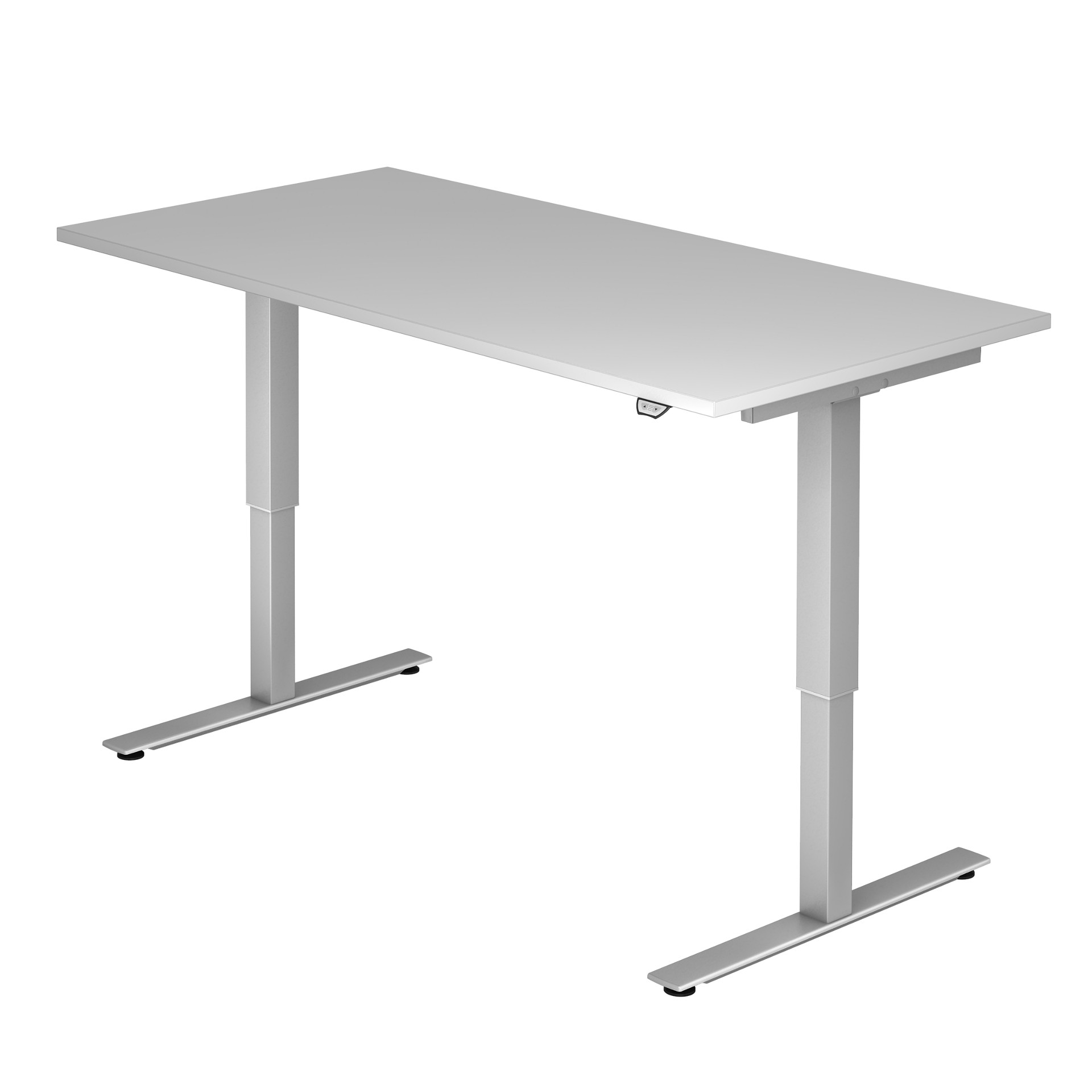 212-0184-30 HAMMERBACHER Sitz-Stehtisch - Schreibtisch -Elektrisch Höhenverstellbar/ VXMST16/5/S,  Platte grau, Gestell silber, 1600x800x720-1190mm, 57,3 kg