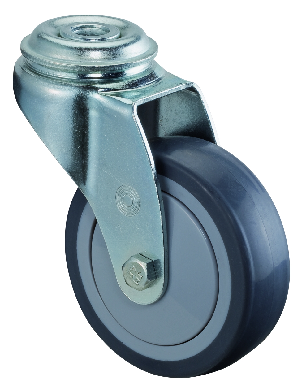 Lenkrolle Ø 100 x 24 mm, Gummirad grau, Kugellager