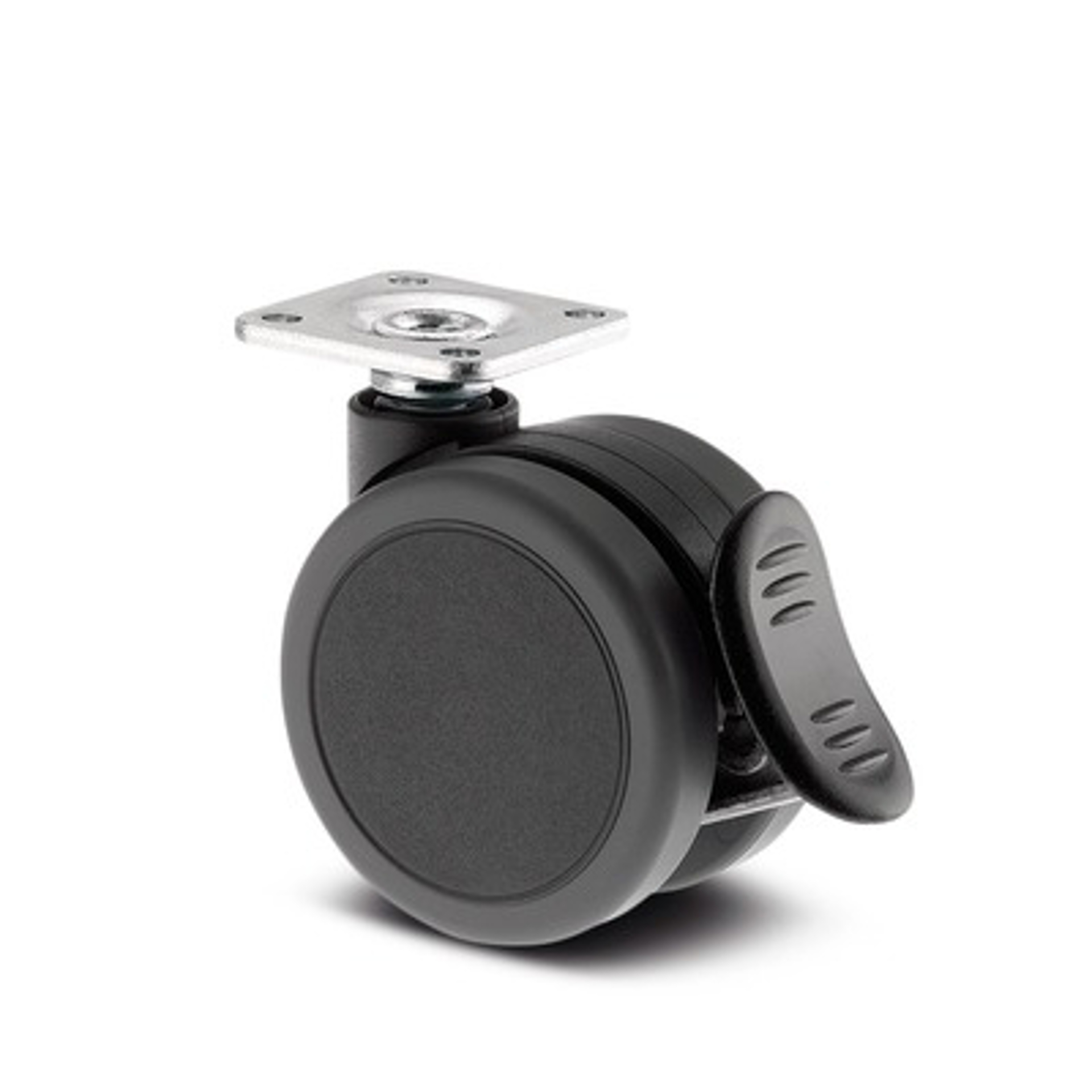 Möbel-Doppel-Lenkrolle für Hartboden m. Anschraubplatte