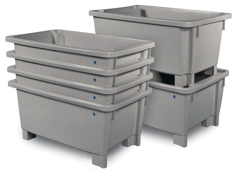 614-0028 Economic Transport-Box, Farbe: grau, Inhalt 300L, B1200xT800xH580mm