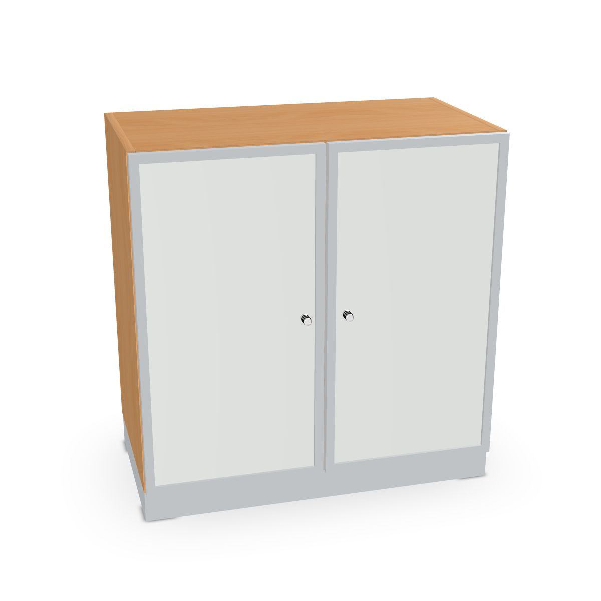 Schrank mit Rahmentüren und satin. Glas Serie dataline