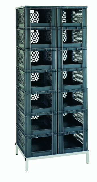 597-0102-30 Stapelkasten-Regal, mit 14 Stapelkästen Typ 4, blau, 815x607x1960mm