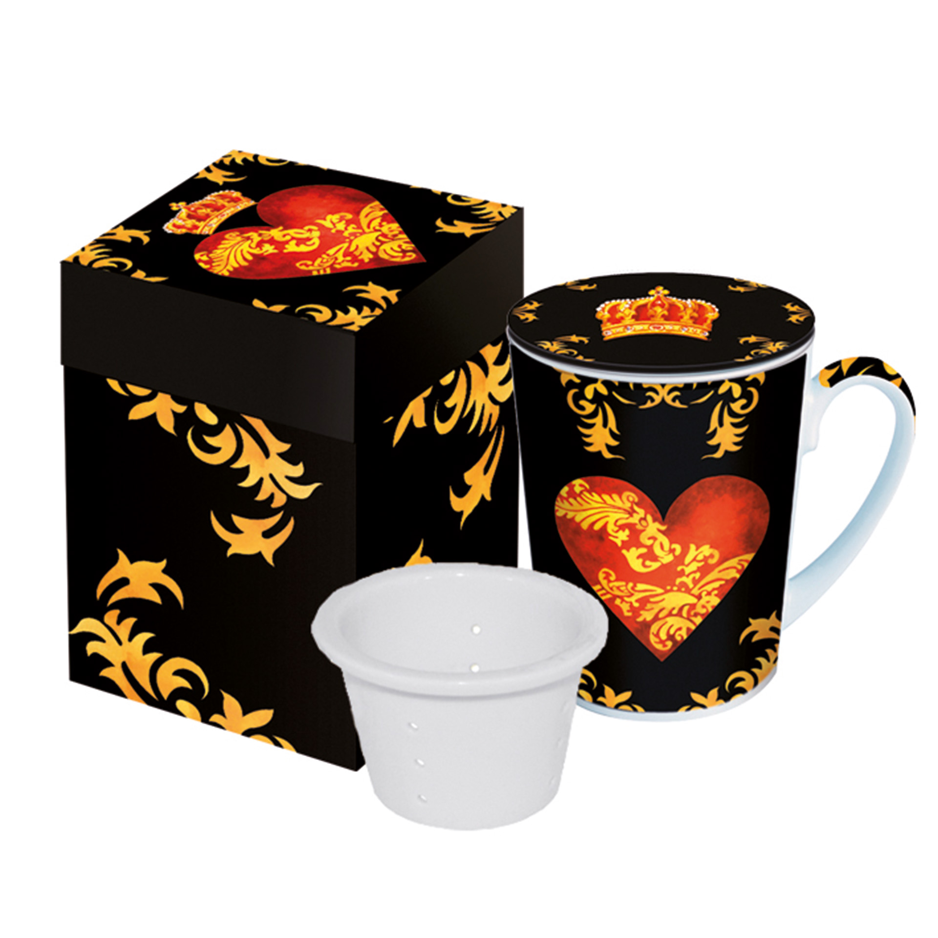 858-0029_F PPD Set: Teetasse mit Sieb und Deckel Royal in Geschenkbox