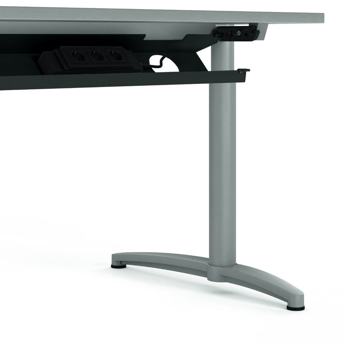 Waagerechter beidseitig klappbarer Kabelkanal, alufarbig, für B 2000 mm, Serie dataline CCS