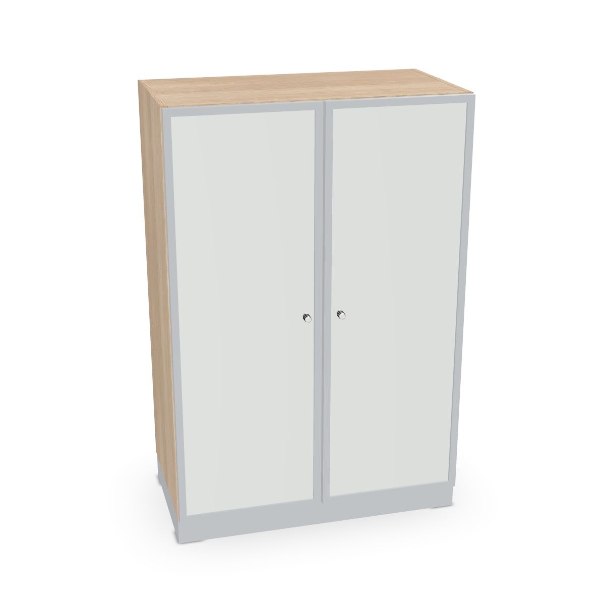 Schrank mit Rahmentüren und satin. Glas Serie dataline