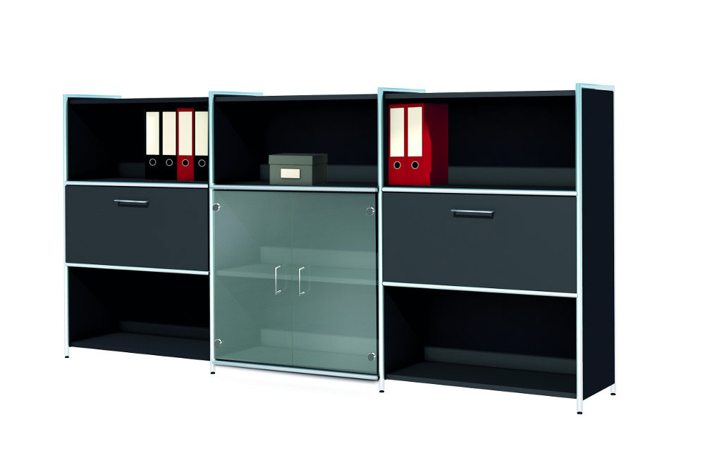 126-2338-90wmw2tqZFFZeSh Highboard mit 2 Schubfächern und Glastür Serie artline