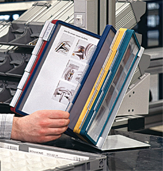 Tischständer VARIO mit 10 farbigen Sichttafeln