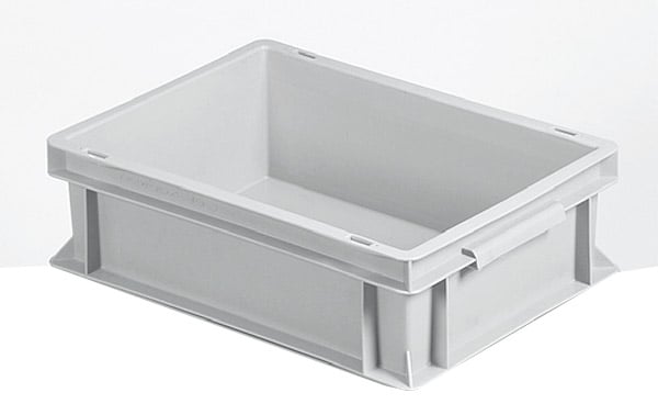 506-0685 Stapelkasten, 400x300x120mm, 10 Liter, Farbe: grau, Wände und Boden geschlossen, Serie Norm 1