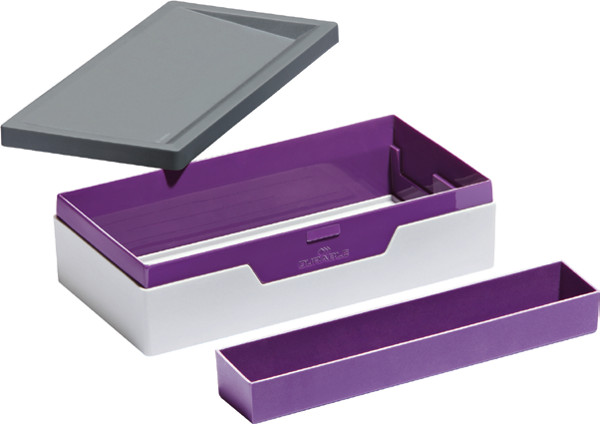 Ablageschale VARICOLOR mit Deckel und 2 Fächern lichtgrau/lila