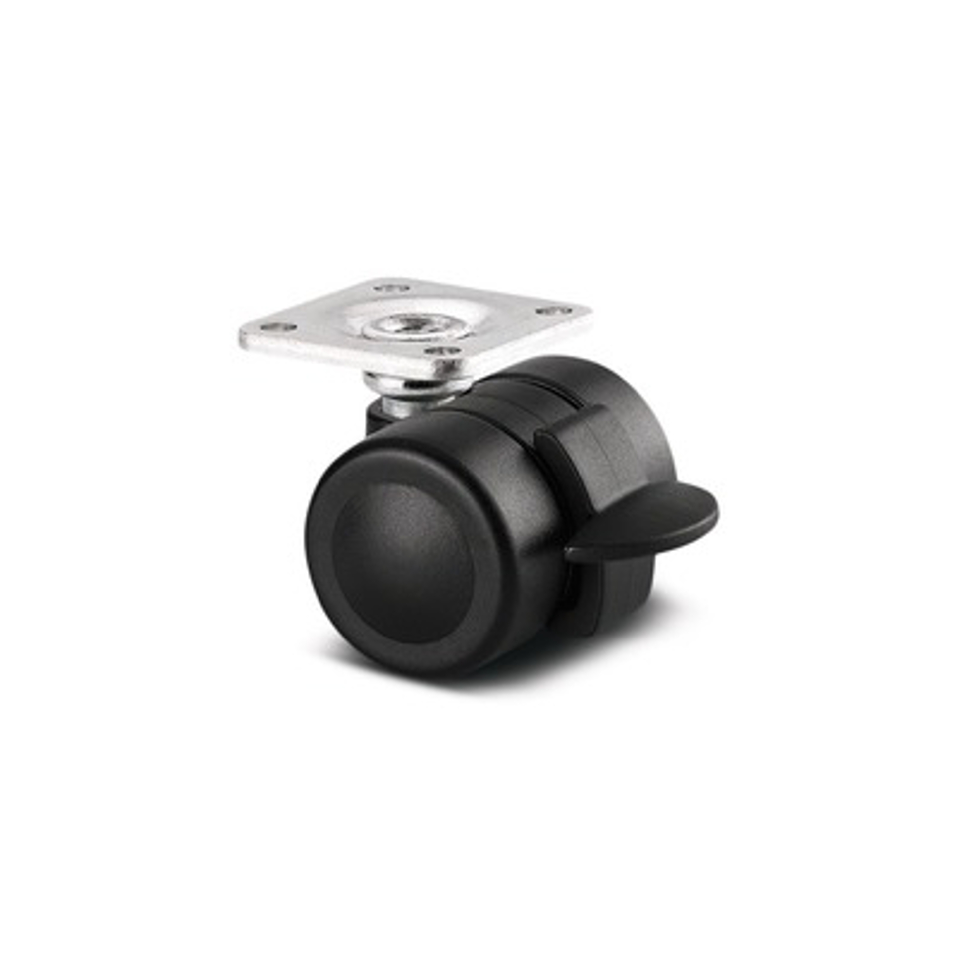 Möbel-Doppel-Lenkrolle mit Anschraubplatte, Feststeller