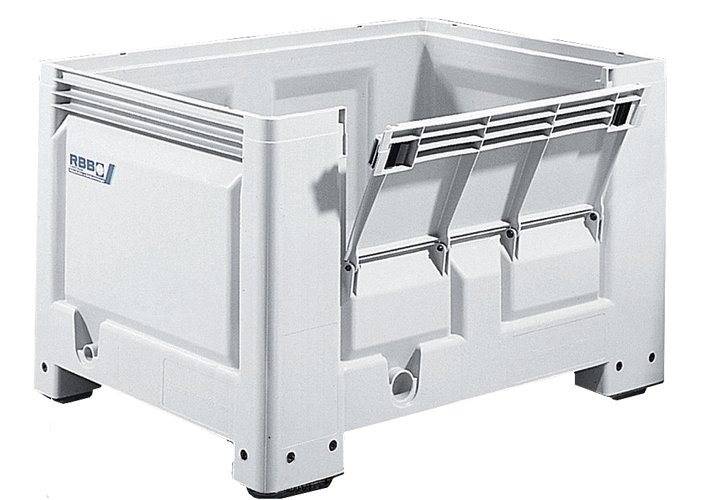 614-0033 Groß-Stapelbehälter BIG BOX mit 4 Füßen und Frontklappe, 535L, Wände und Boden geschlossen, mit Fron