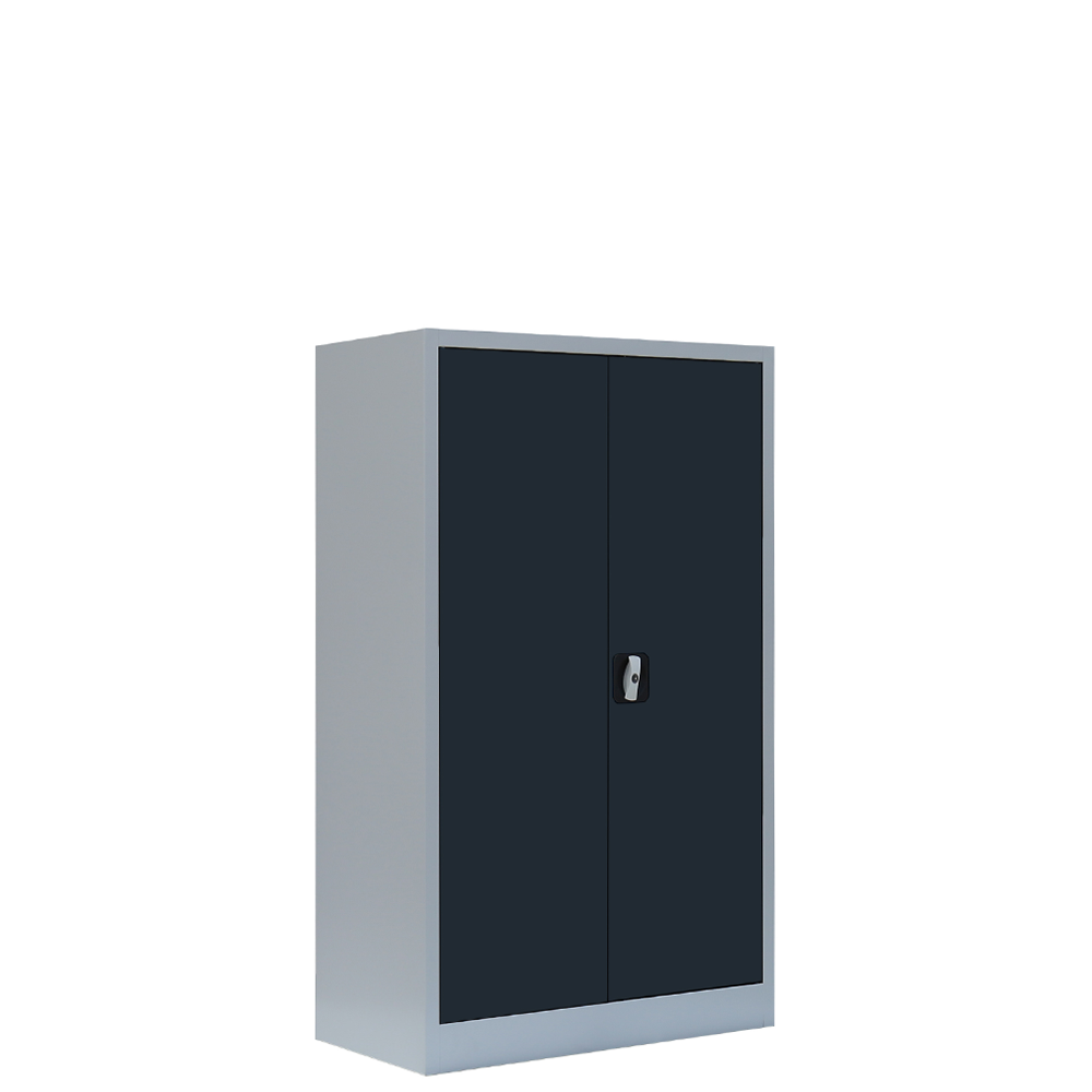 530298 Lüllmann Flügeltürenschrank, 3 OH, abschließbar, B 800 x T 383 x H 1200 mm, lichtgrau/anthrazit