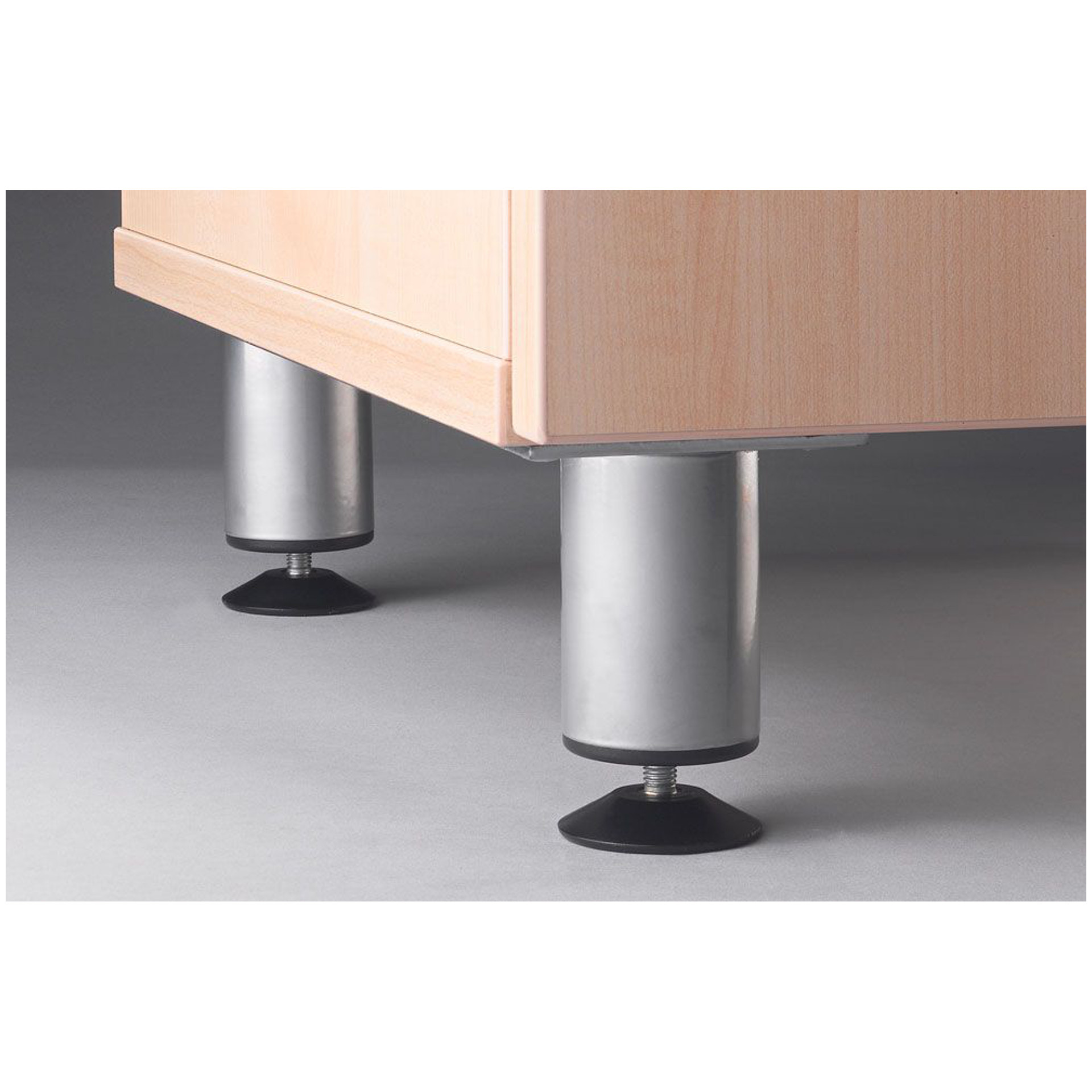 212-0528-00 Hammerbacher VKBFU - Sockelfüße für Sideboard 212.0527.xx, ca. 9 cm hoch,rund, höhenjustierbar, 2,3 kg
