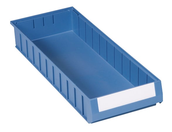 105-0446 Regalkästen Typ 6-D inkl. Etiketten, blau, je 9,4 l Inhalt, B234 x T600 x H90mm, VE = 8