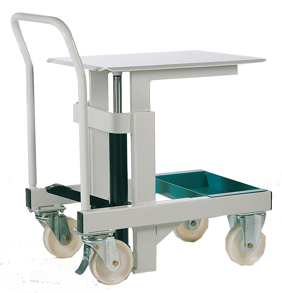 Hydraulischer Säulenhubwagen 1000 kg, mit Last-/Schnellhub, lichtgrau