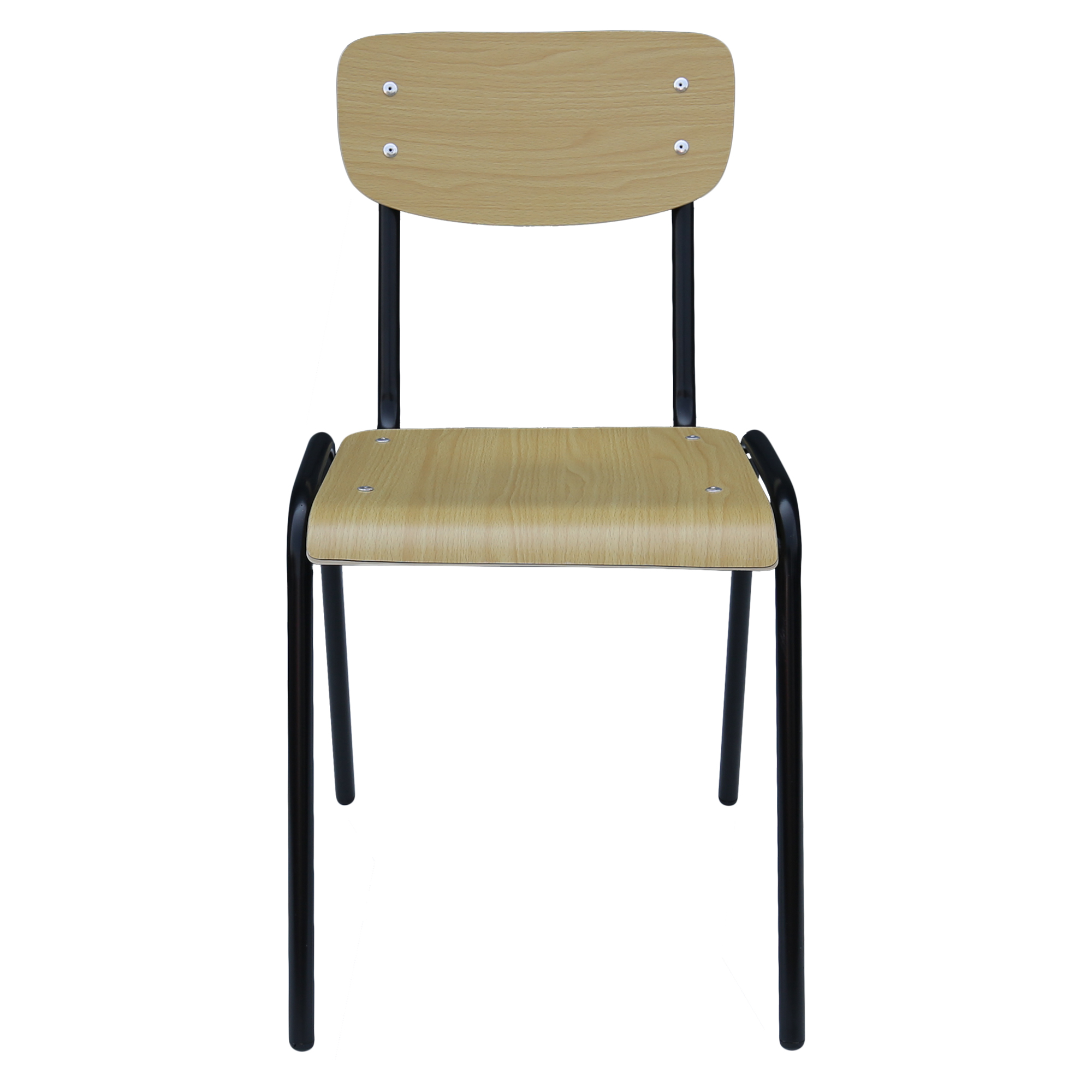 307-0269-00 Lüllmann Stahlrohrstapelstuhl 465/805x425x380mm, Gestell schwarz, Sitz und Rücken Buche