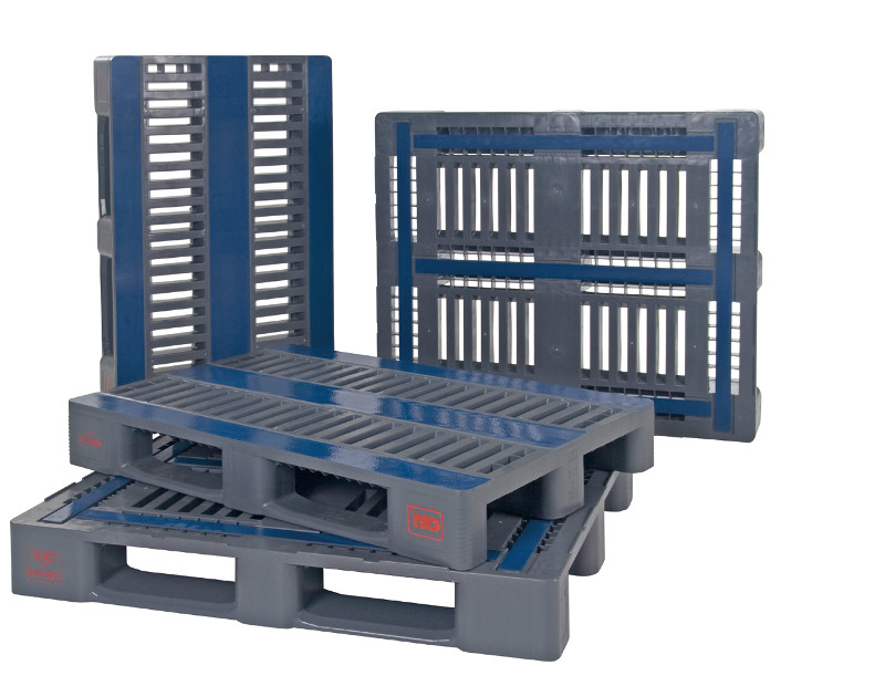 614-0056 CR3-Kunststoff-Palette, 5 Kufen, mit Außenarretierung, Tragkraft 1250 kg