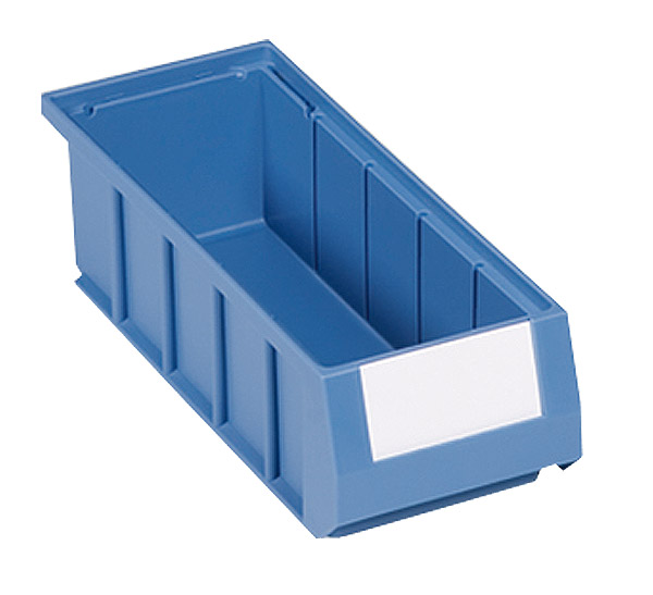 105-0433 Regalkästen Typ 3-E inkl. Etiketten, blau, je 2 l Inhalt, B117 x T300 x H90mm, VE = 16