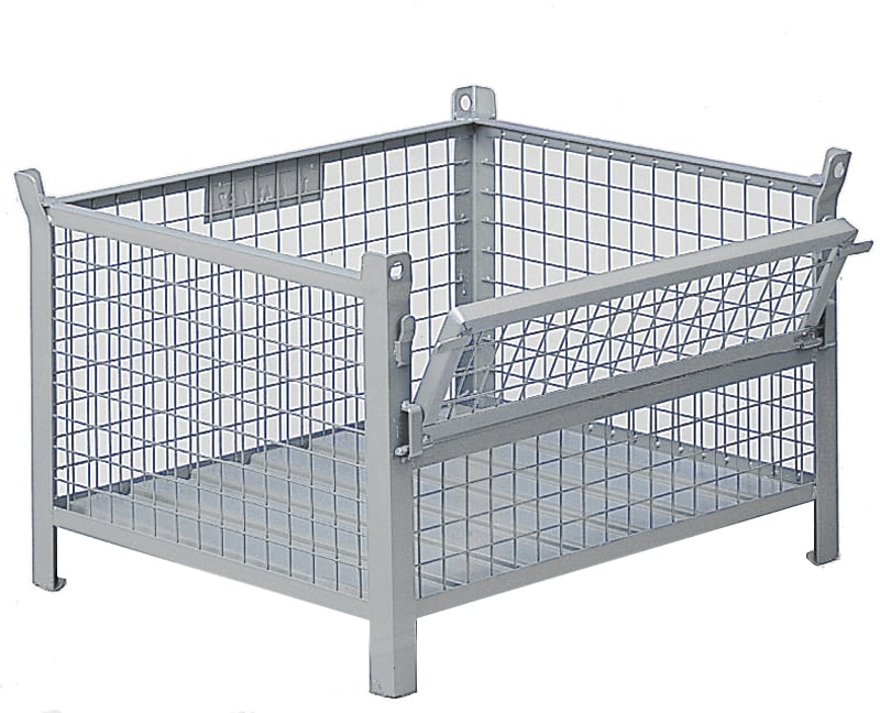 635-0130-30 Gitter-Stapelbehälter mit Klappe 1200x800x600mm mit Kranösen