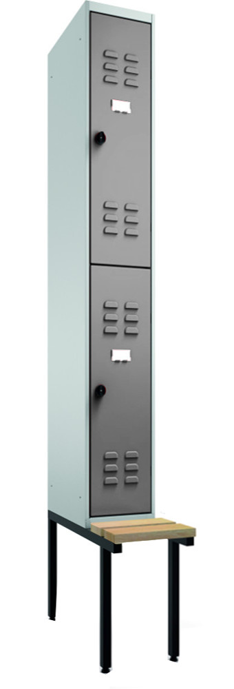 308-1304-30 Garderobenschrank 1-teilig, 2 Fächer übereinander, Sitzbank