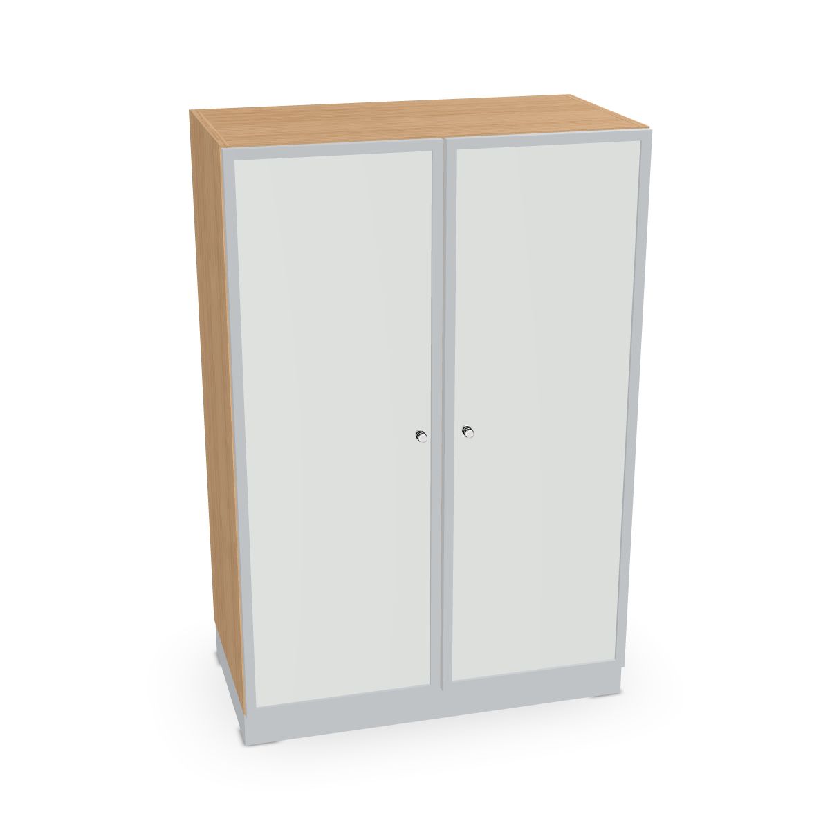 Schrank mit Rahmentüren und satin. Glas Serie dataline