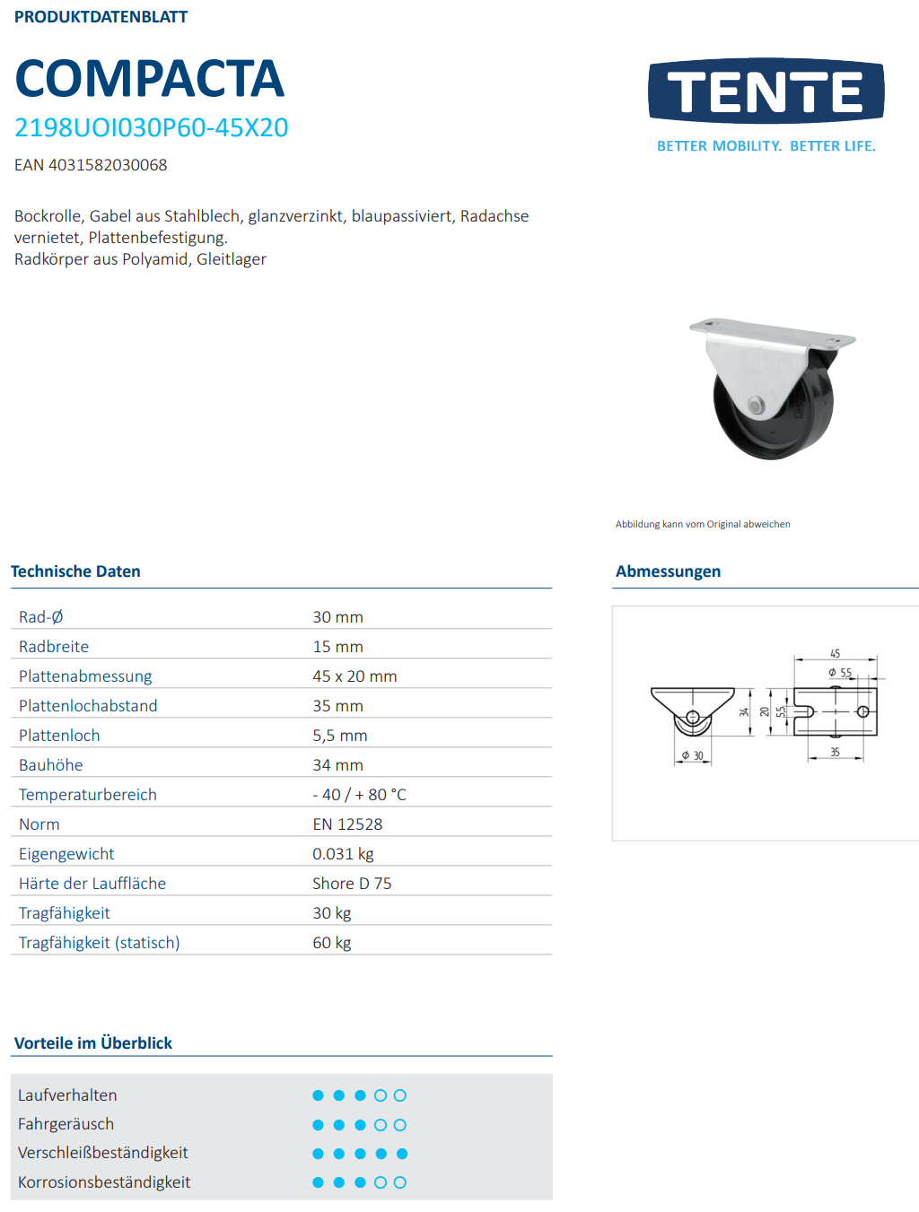 016-0642-D Apparate-Bockrolle Ø 30 x 15mm