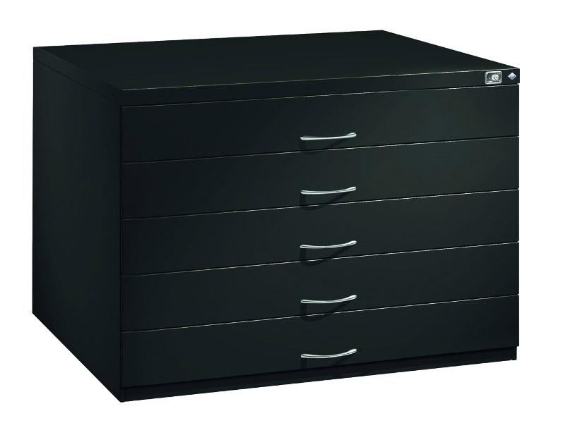 Flachablageschrank bis DIN A0 mit 5 Schubladen je 120mm hoch