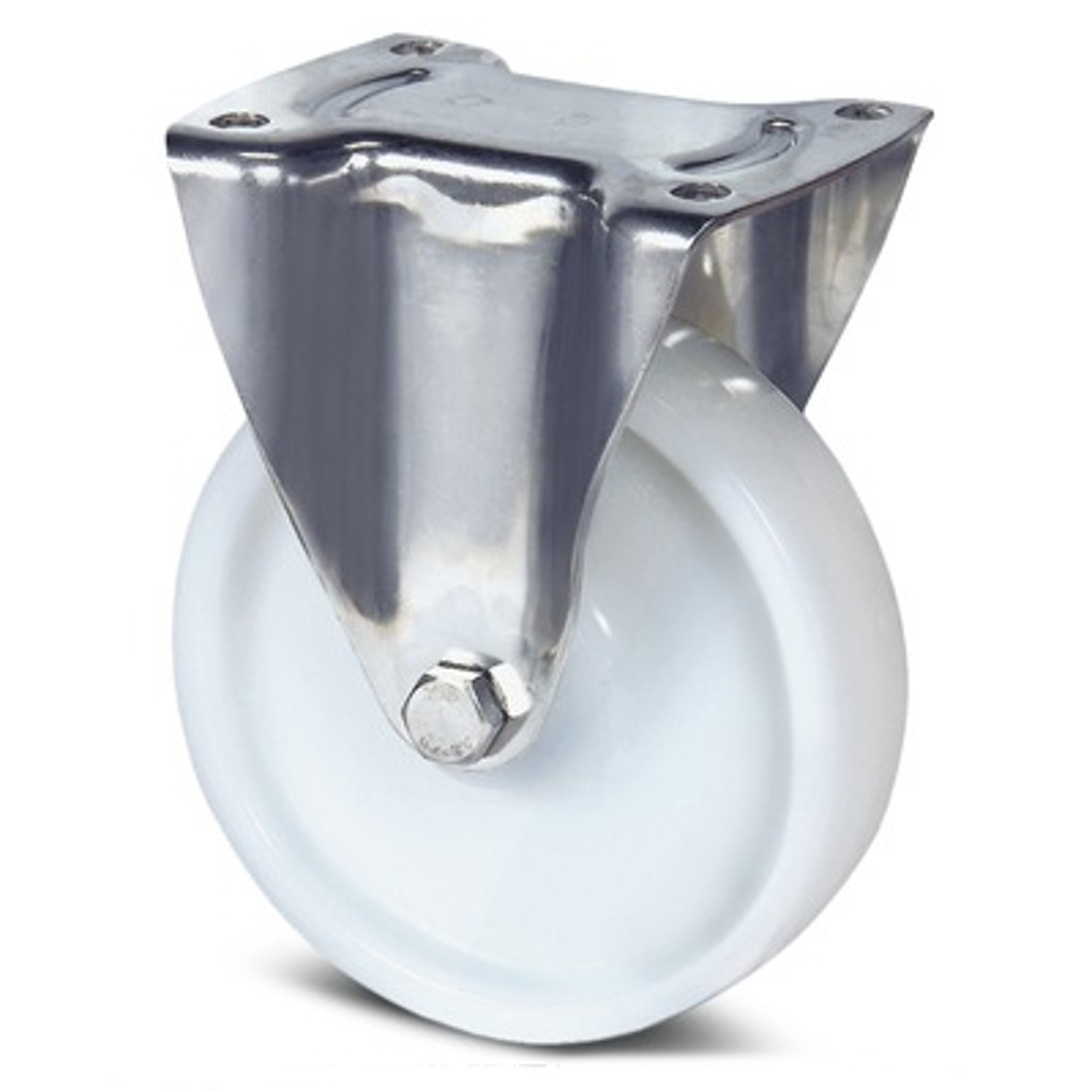 016-0605 Edelstahl-Bockrolle weiß Ø 160x40mm
