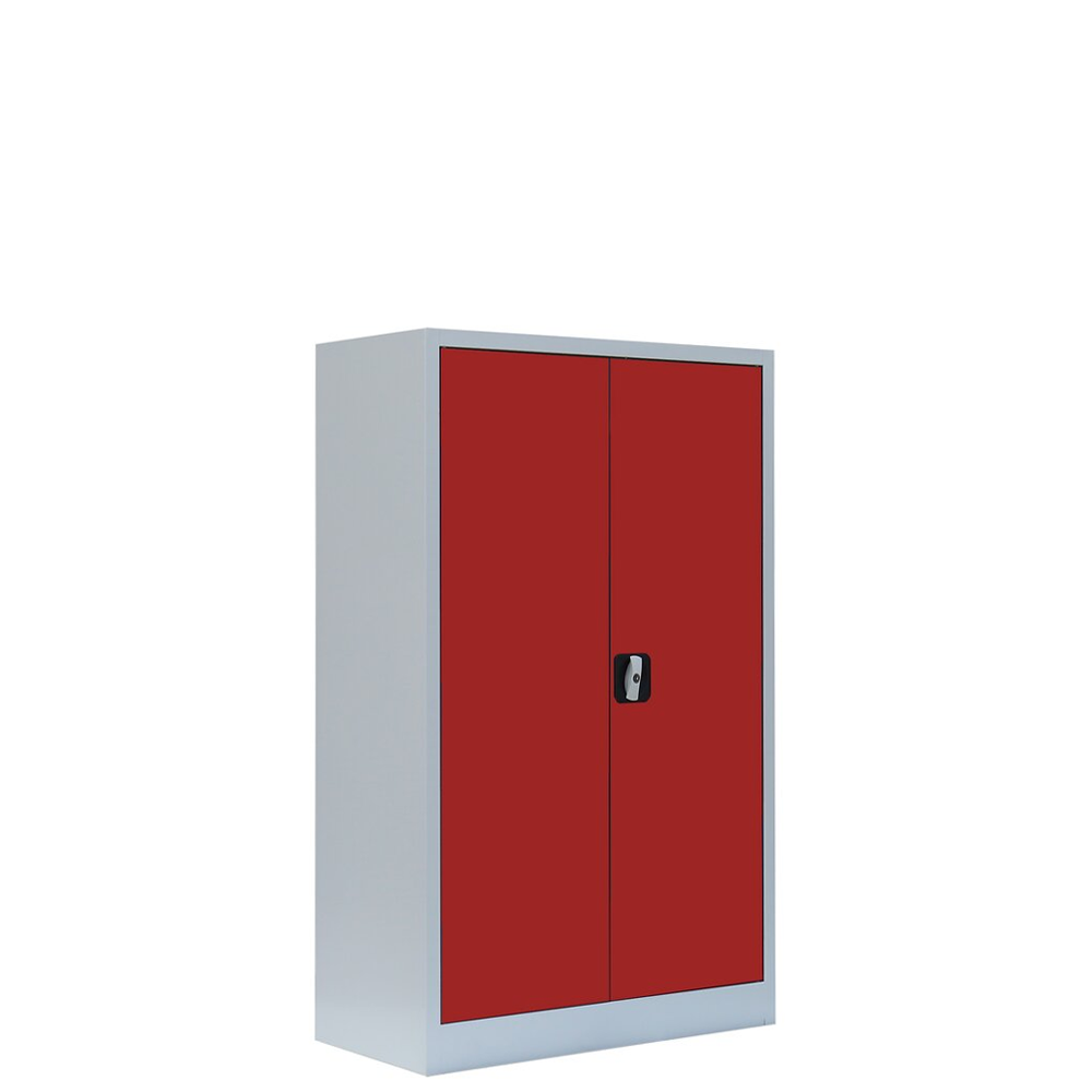 530294 Lüllmann Flügeltürenschrank, 3 OH,   B 800 x T 383 x H1200mm, lichtgrau/feuerrot