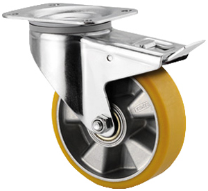 016-0176vhY5pGGN3Kouu Polyurethan-Lenkrolle mit Platte und Feststeller