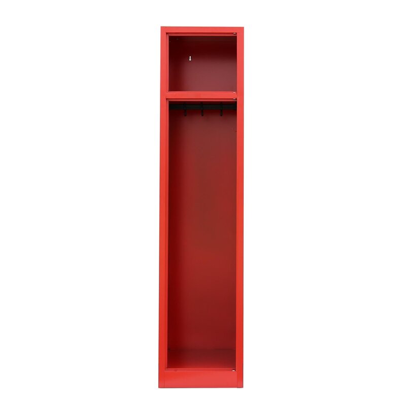 307-0190-00 Lüllmann Feuerwehrschrank - 1 Abteil 400 mm, Hutboden/Kleiderstange, feuerrot, B415xT500xH1800mm