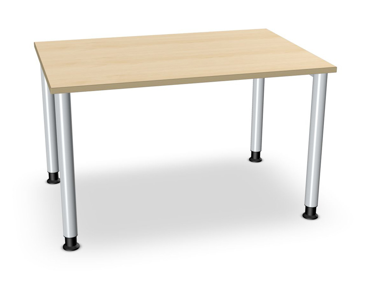 Assmann Schreibtisch, Rundbeine alufarbig, Serie dataline-RS