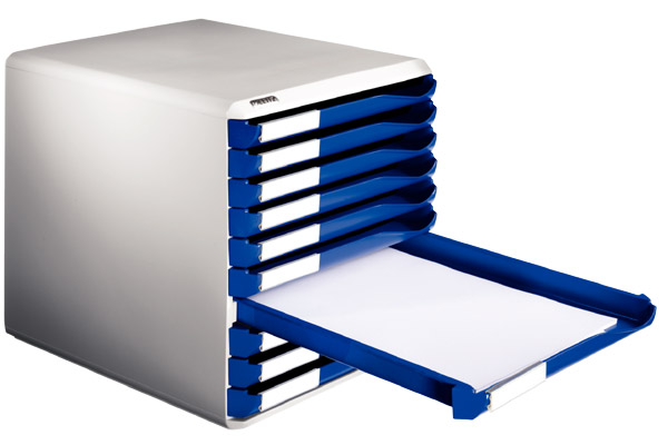 LEITZ Schubladen-Box mit 10 Schubladen, Gehäuse lichtgrau, Schubladen, B291xT352xH292mm