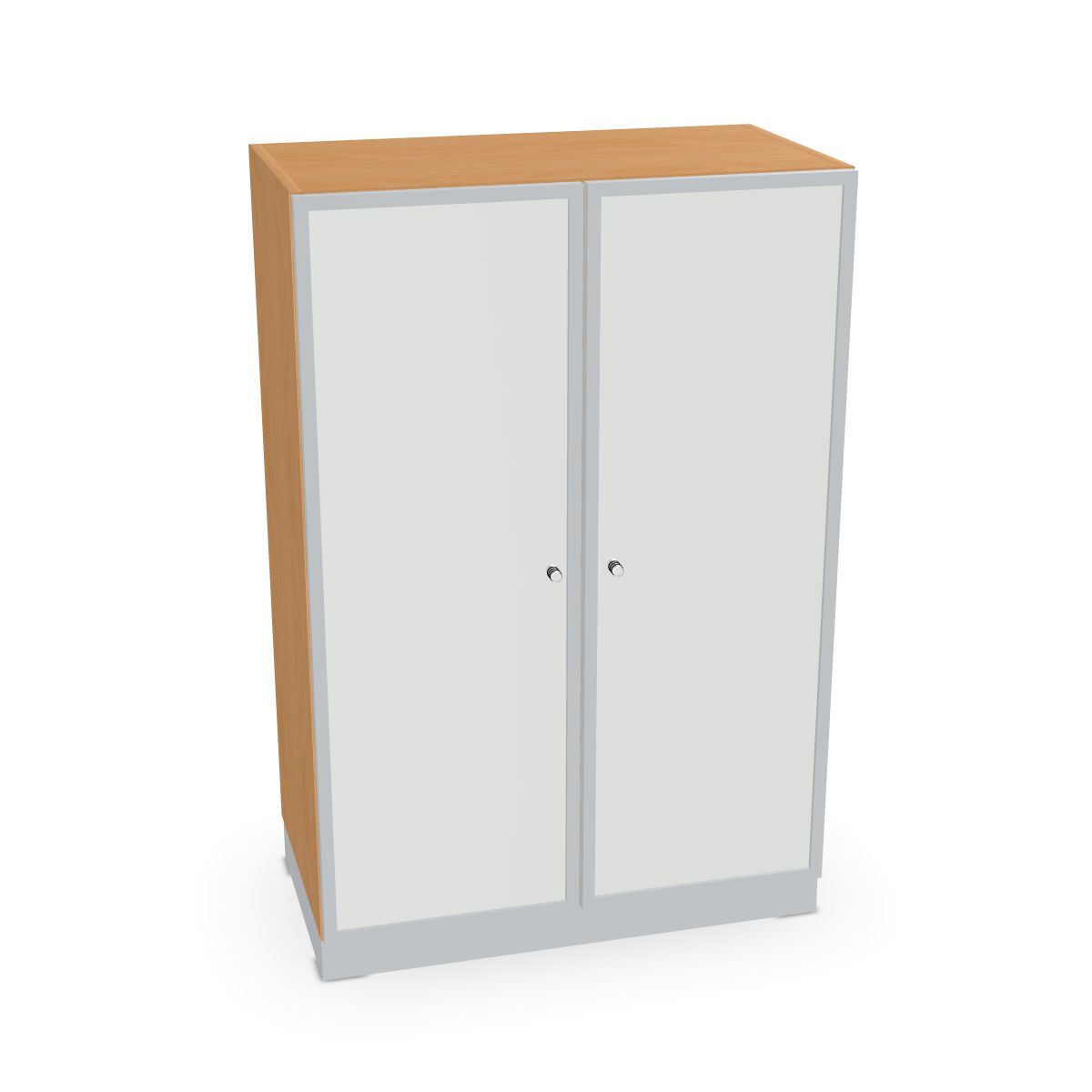 Schrank mit Rahmentüren und satin. Glas Serie dataline