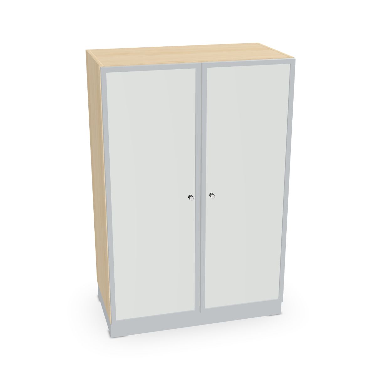 Schrank mit Rahmentüren und satin. Glas Serie dataline