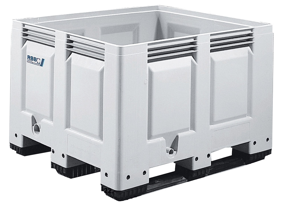 614-0034 Groß-Stapelbehälter BIG BOX mit 3 Kufen, Inhalt 535L, Wände und Boden geschlossen, Farbe: grau, B120