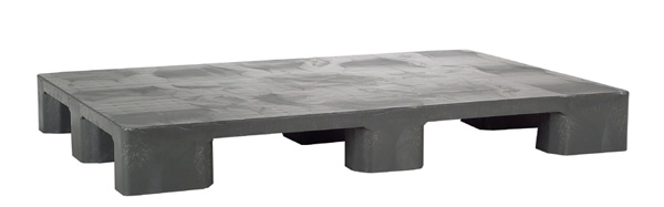 680-0024 Hygiene-Kunststoff-Palette, aus PE-RE grau, 9 Füße, Tragkraft 1500 kg