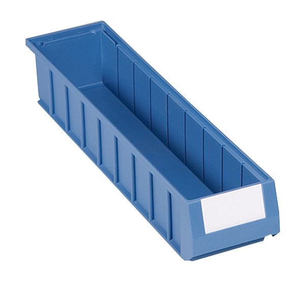 105-0441 Regalkästen Typ 5-E inkl. Etiketten, blau, je 3,5 l Inhalt, B117 x T500 x H90mm, VE = 16