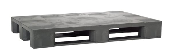 680-0027 Hygiene-Kunststoff-Palette mit Anti-Rutschkante, aus PE-RE grau, 3 Kufen, Tragkraft 2500 kg