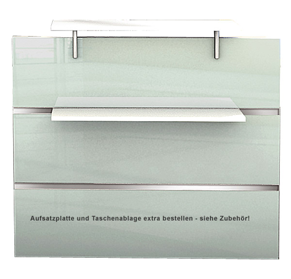126-2197M4pBwpGLUDhDz Thekenelement Typ A, beidseitig gerade, weiß/Glas/alufarbig, B1350xT800xH1060mm, Serie Atlantis