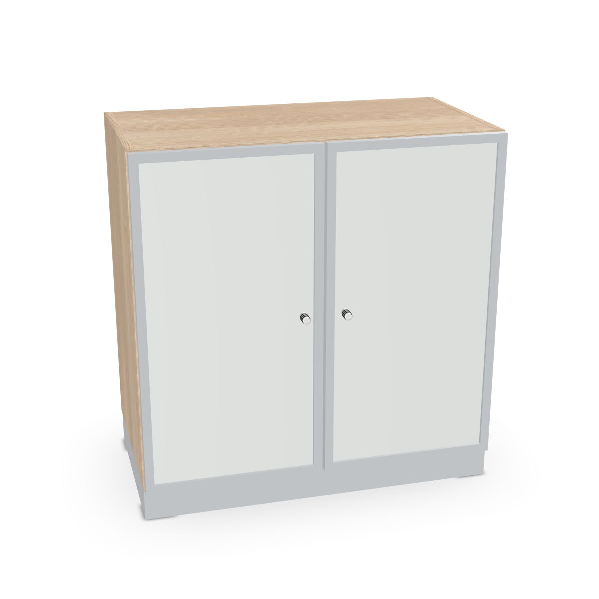 Schrank mit Rahmentüren und satin. Glas Serie dataline