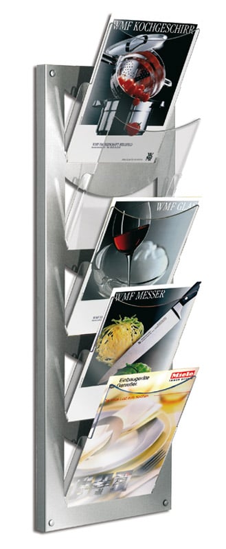 126-192355e721501f767McY8CRQ54knY7 Prospekt-Wandmagazin novax, silberfarbig, 5xDIN A4, 310x170x900mm