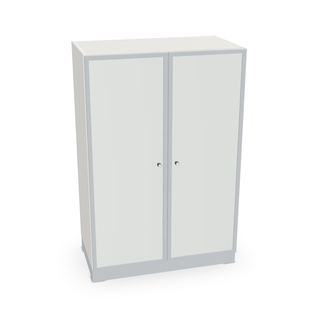 Schrank mit Rahmentüren und satin. Glas Serie dataline