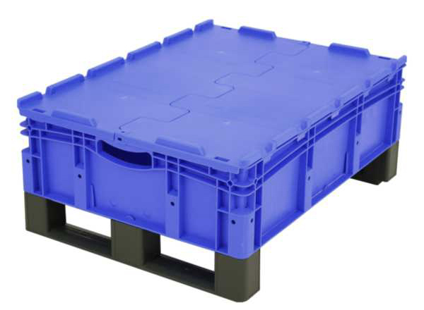 Euro-Stapelbehälter XL, 80 l, mit doppeltem Boden/Kufe/Deckel, bis 200 kg belastbar, 600x800x320mm