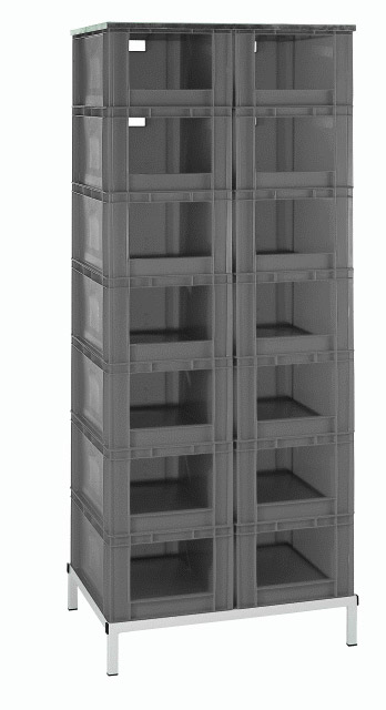 597-0103-30 Stapelkasten-Regal, mit 14 Stapelkästen Typ 5, blau, 815x607x1960mm