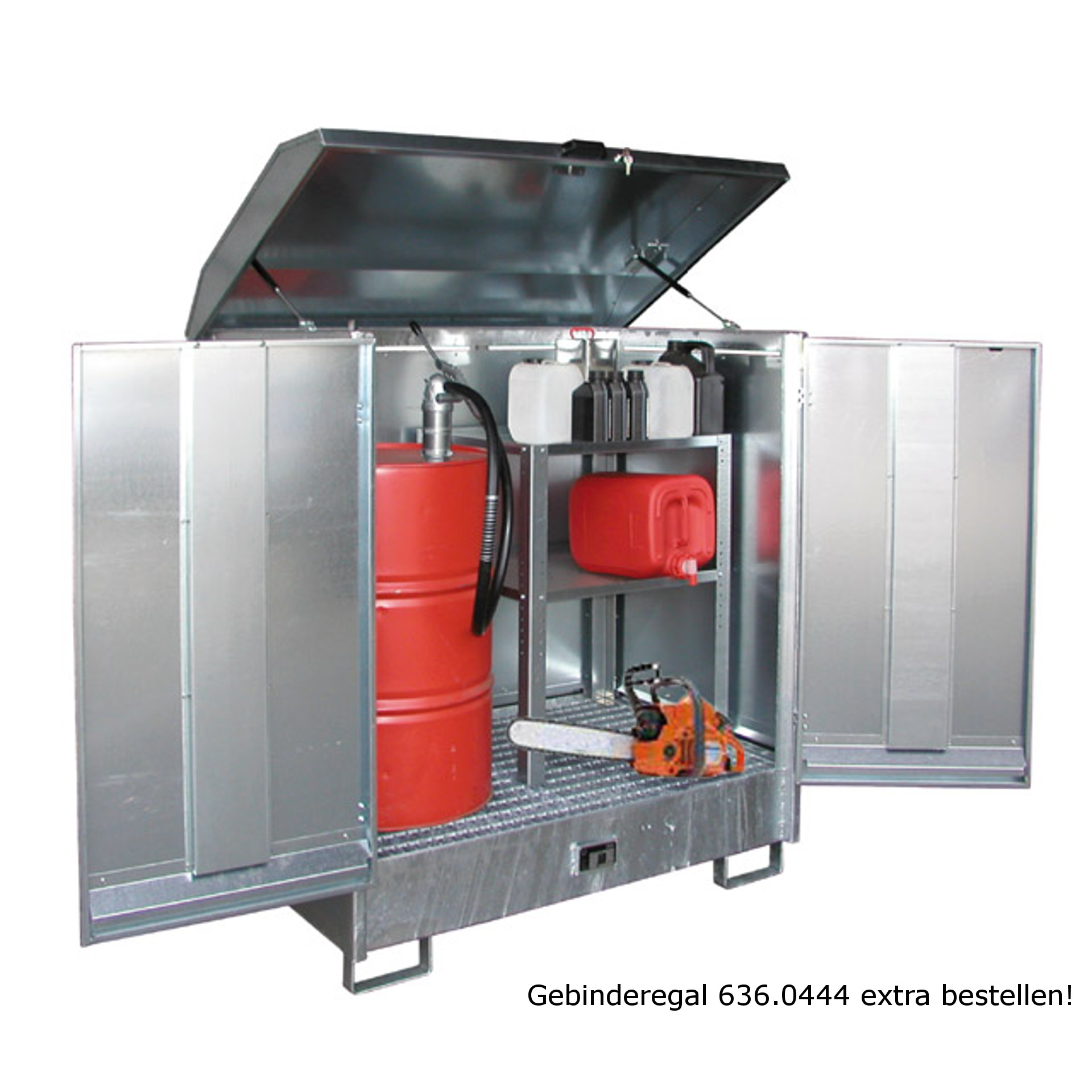 636-0431ra5RtcxrirwH2 Bauer Südlohn Gefahrstoff-Depot Typ 1 mit Türen und verz. Auffangwanne, B1437xT1015xH1614mm