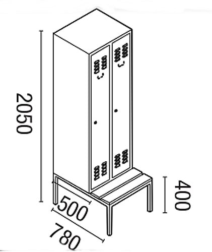 308_azs_2-teilig Garderobenschrank 2-teilig, ausziehbare Sitzbank
